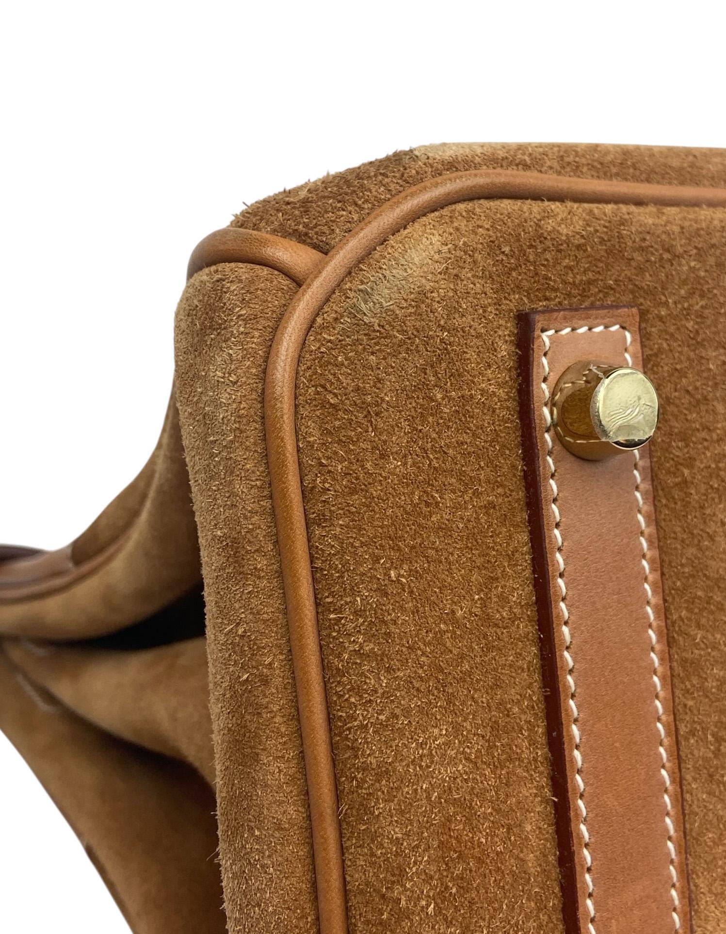 Hermes Chamois/Gold Grizzly/Swift 30cm Birkin Bag with Goldtone Hardware For Sale 3