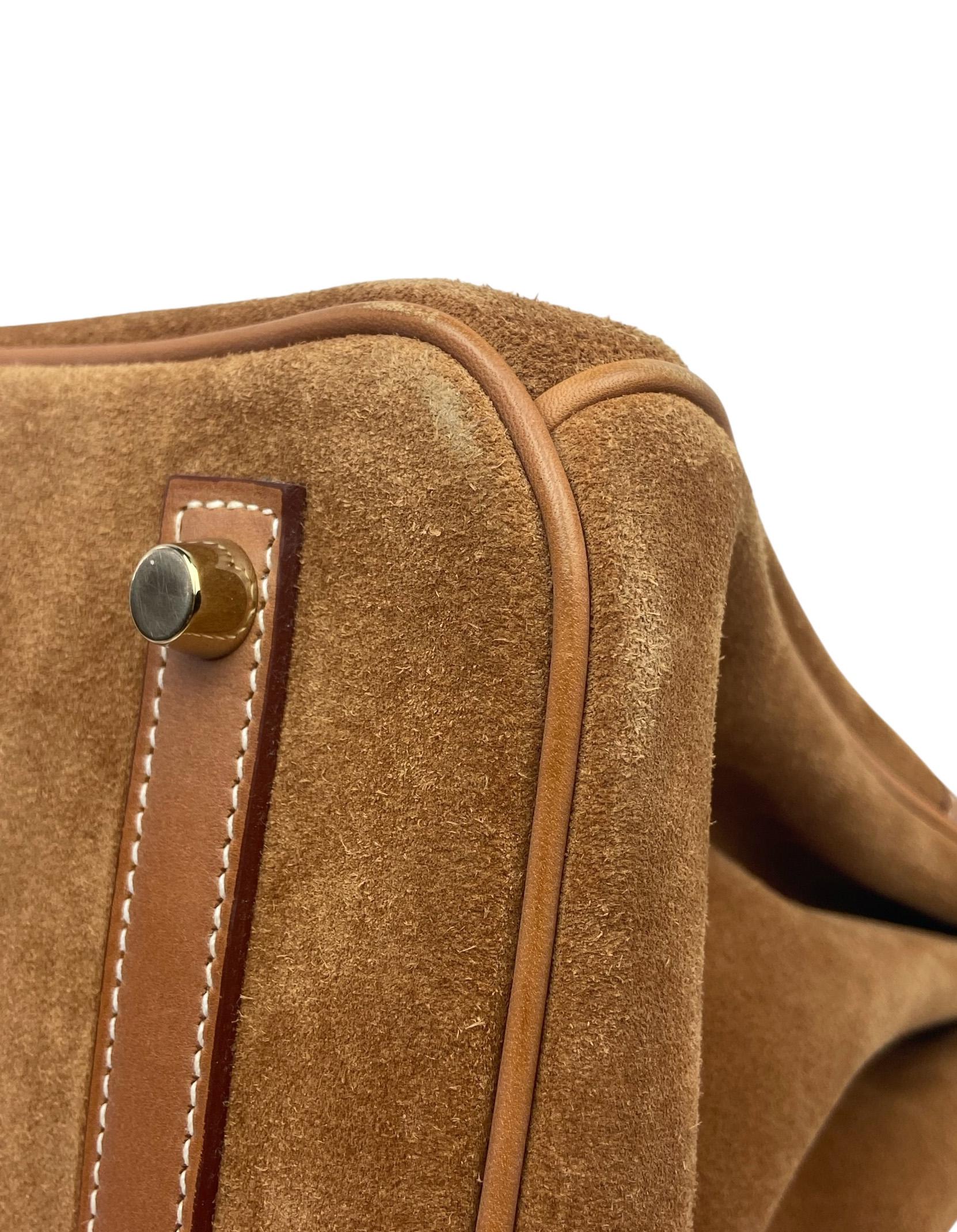 Hermes Chamois/Gold Grizzly/Swift 30cm Birkin Bag with Goldtone Hardware For Sale 4