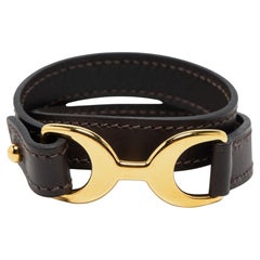 Hermes Chamonix Leather Gold-Plated Bracelet