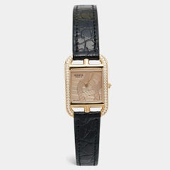 Hermès Champagne 18K Rose Gold Alligator Leather Diamond Cape Cod CC1.371 Women'