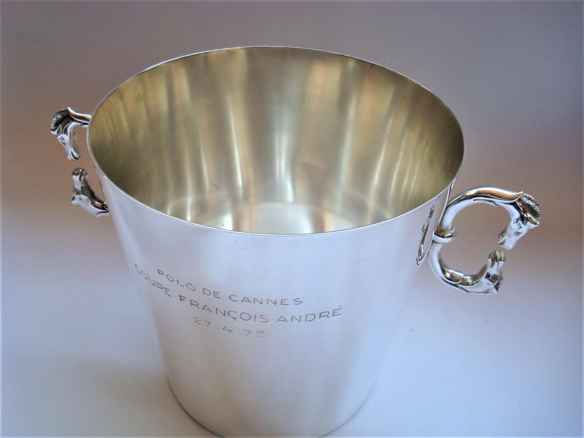 Hermes Champagne / Wine Bucket, Cooler, Polo Trophy Cannes 1975 1