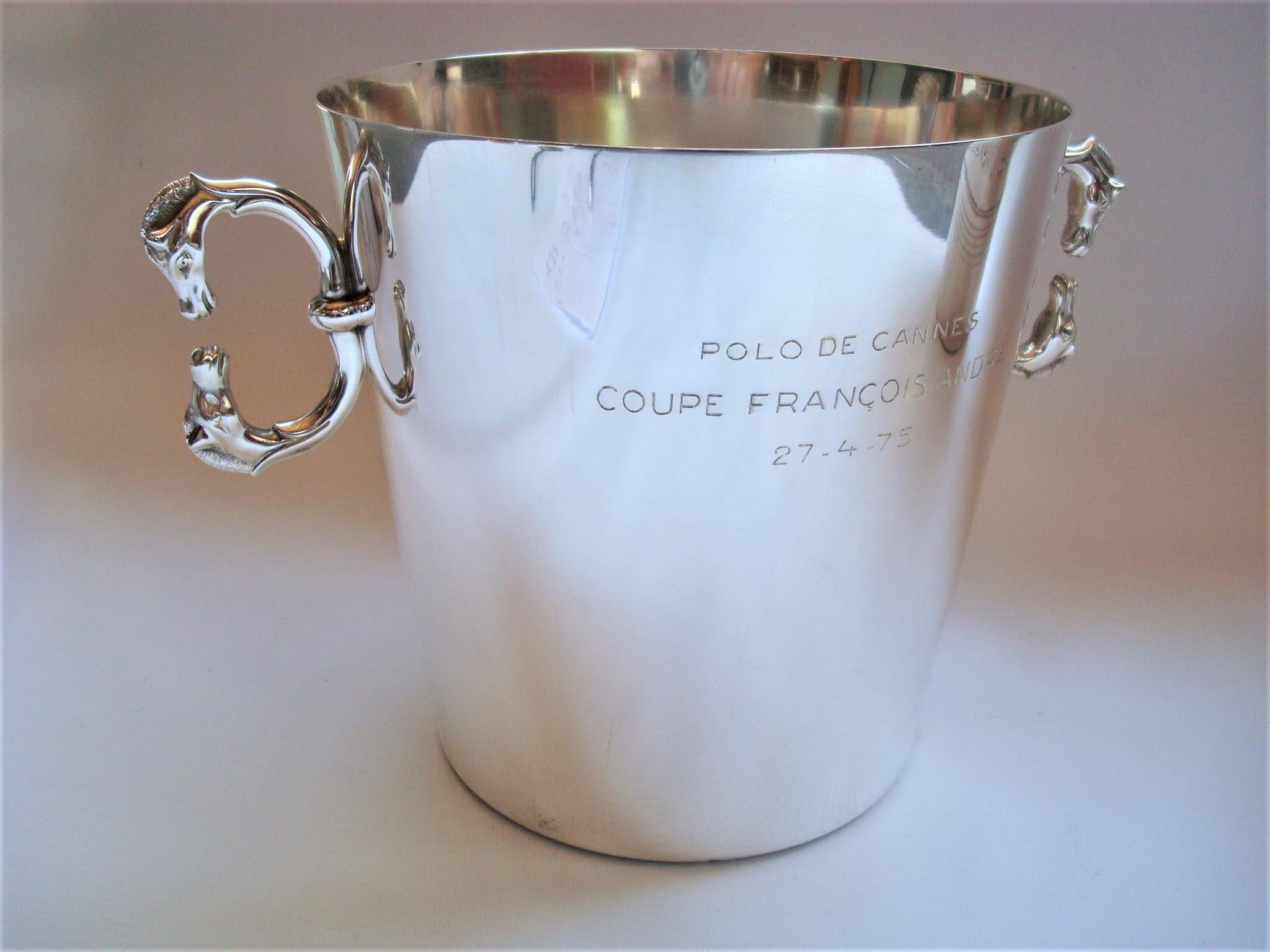 Hermes Champagne / Wine Bucket, Cooler, Polo Trophy Cannes 1975 3