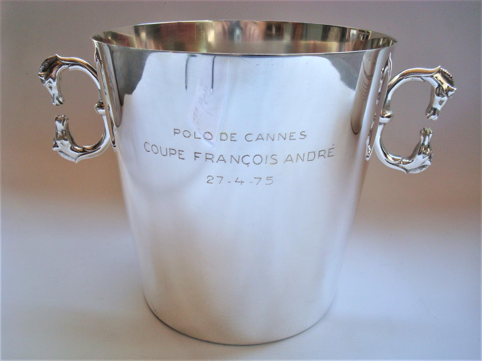 Hermes Champagne / Wine Bucket, Cooler, Polo Trophy Cannes 1975 4
