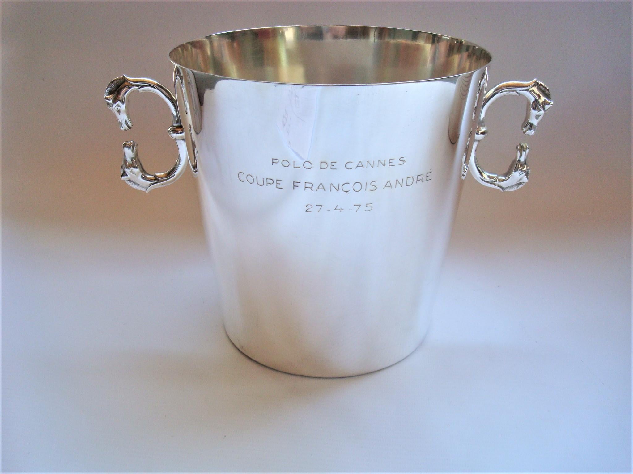 Hermes Champagne / Wine Bucket, Cooler, Polo Trophy Cannes 1975 5