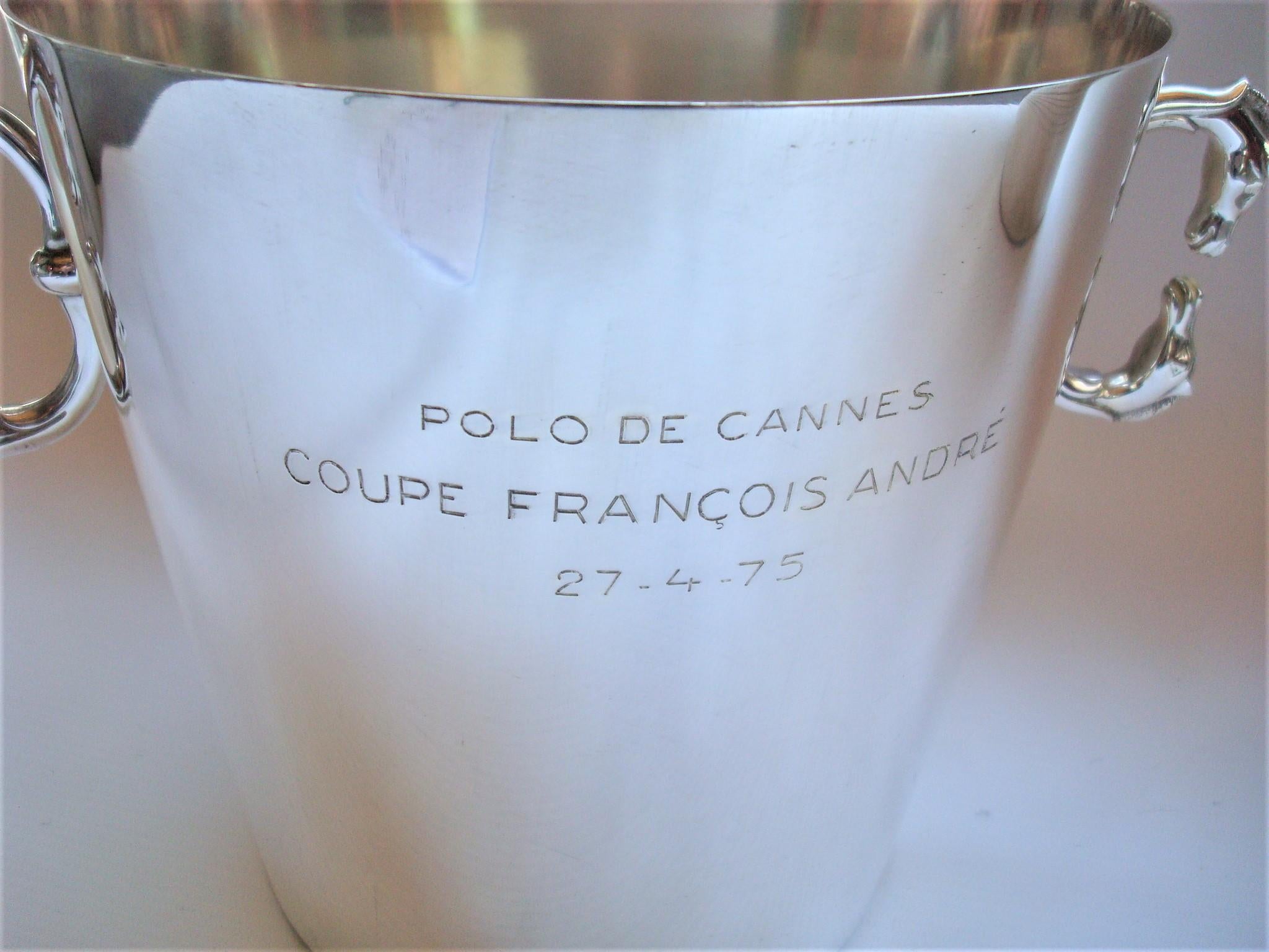 Mid-Century Modern Hermes Champagne / Wine Bucket, Cooler, Polo Trophy Cannes 1975