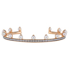 Hermes Chandra Jonc Bracelet manchette en perles et diamants or rose 18k