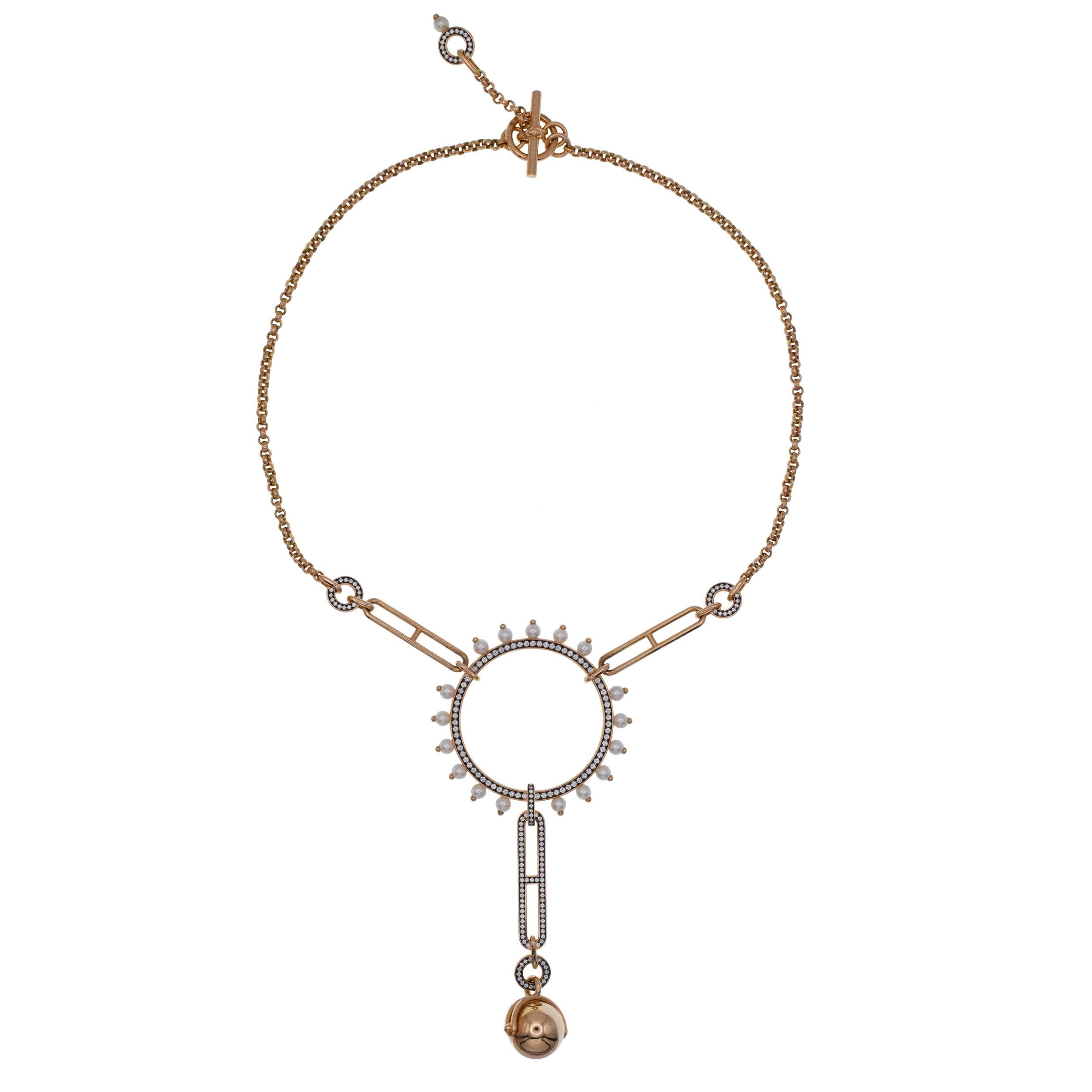 Donna Collana Chandra di Hermes in oro rosa 18 carati. in vendita