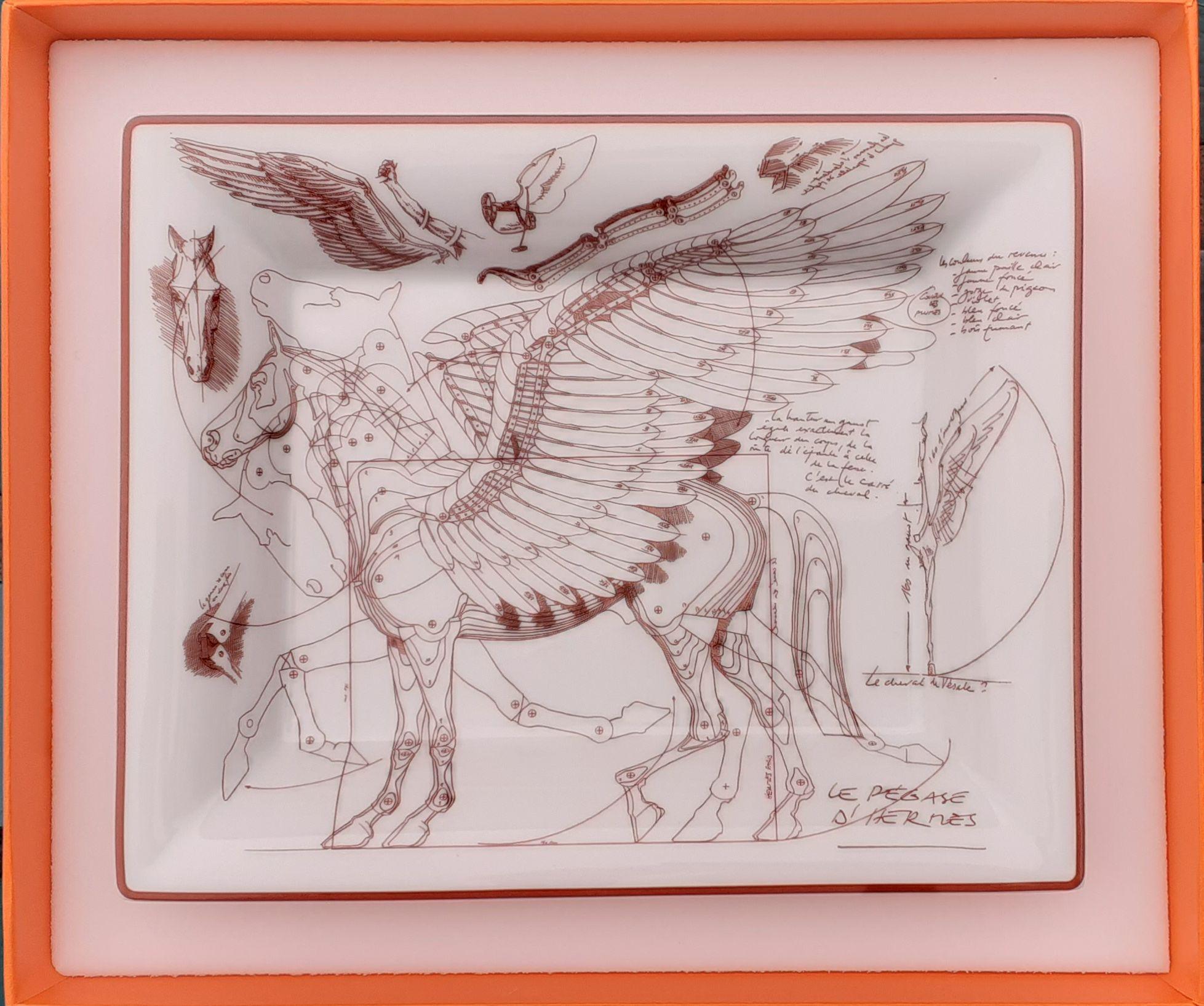 Hermès Change Tray Ashtray Le Pegase Pegasus Winged Horse In Porcelain  5