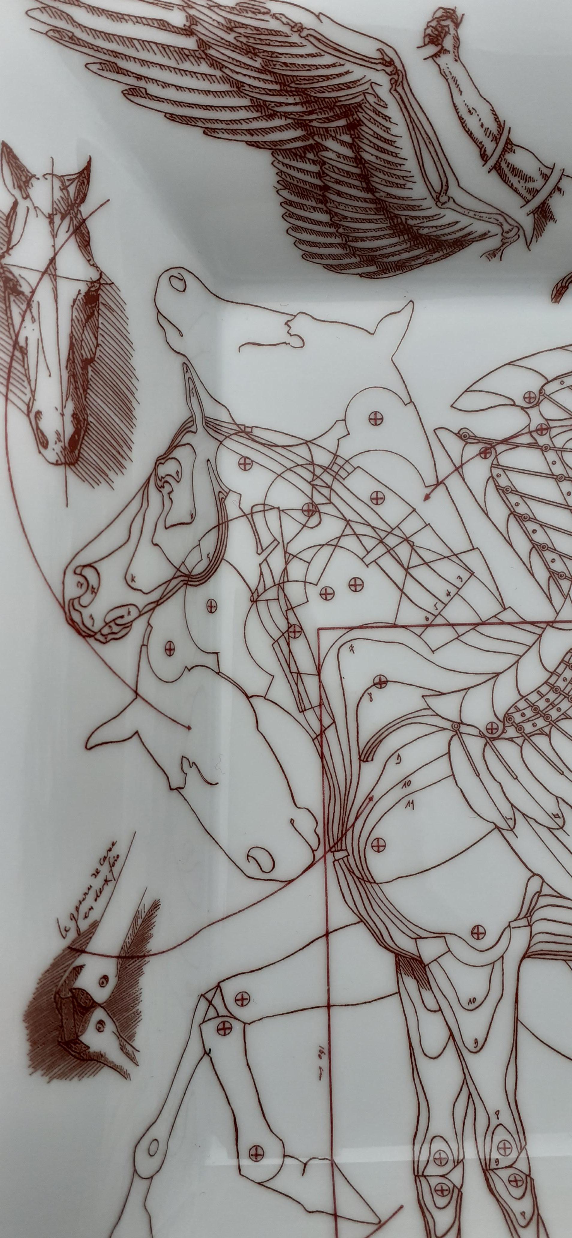 Beige Hermès Change Tray Ashtray Le Pegase Pegasus Winged Horse In Porcelain