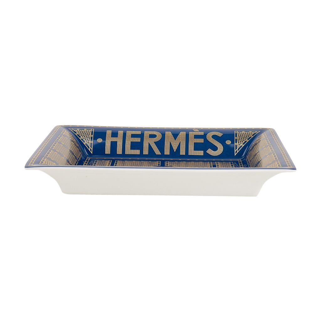 Purple Hermes Change Tray Hermes Sellier Bleu Roi Gold Limoges Porcelain New w/ Box