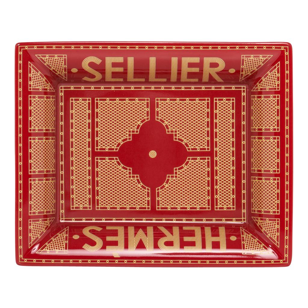 Hermes Wechselgeld Tablett Hermes Sellier Rouge / Or Limoges Porzellan Neu w / Box im Zustand „Neu“ in Miami, FL