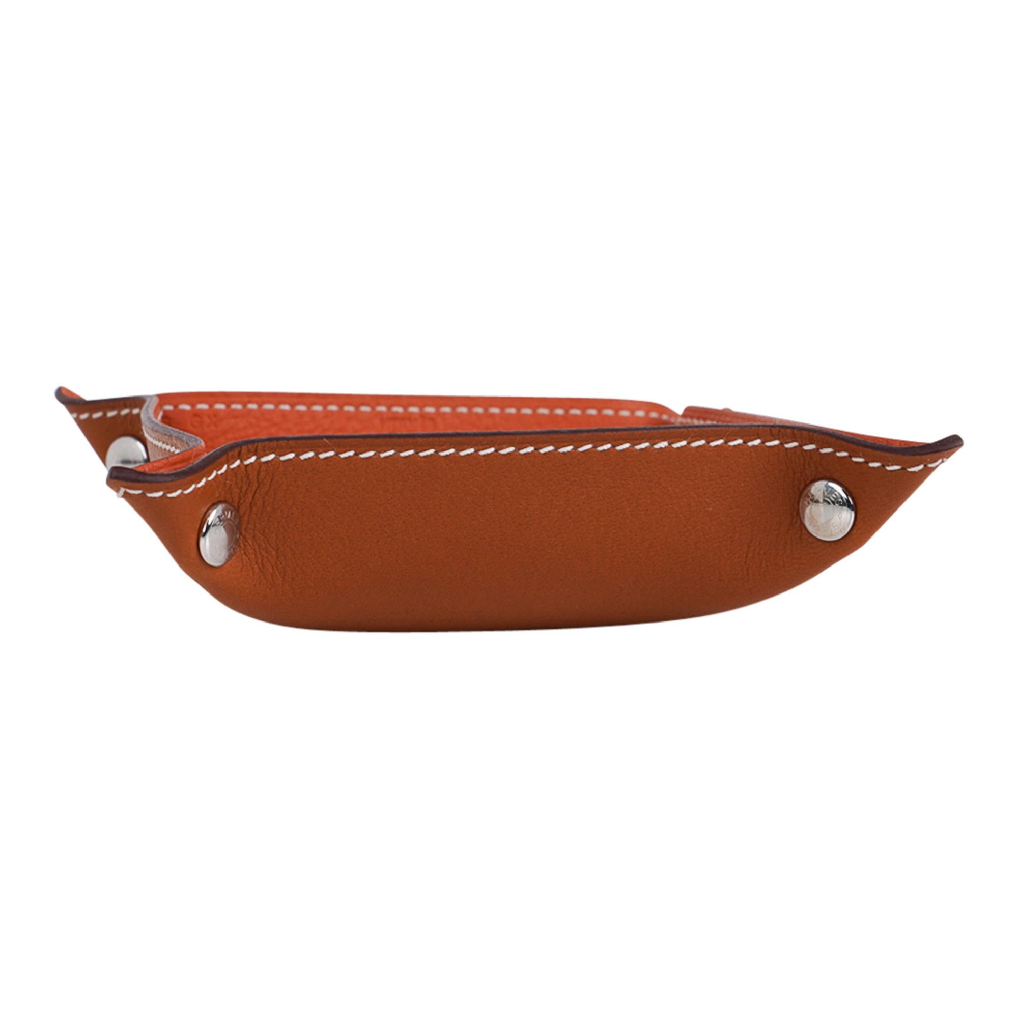 Women's or Men's Hermes Change Tray Mises Et Relances Mini Bi-Color Orange /  Fauve Mini Model