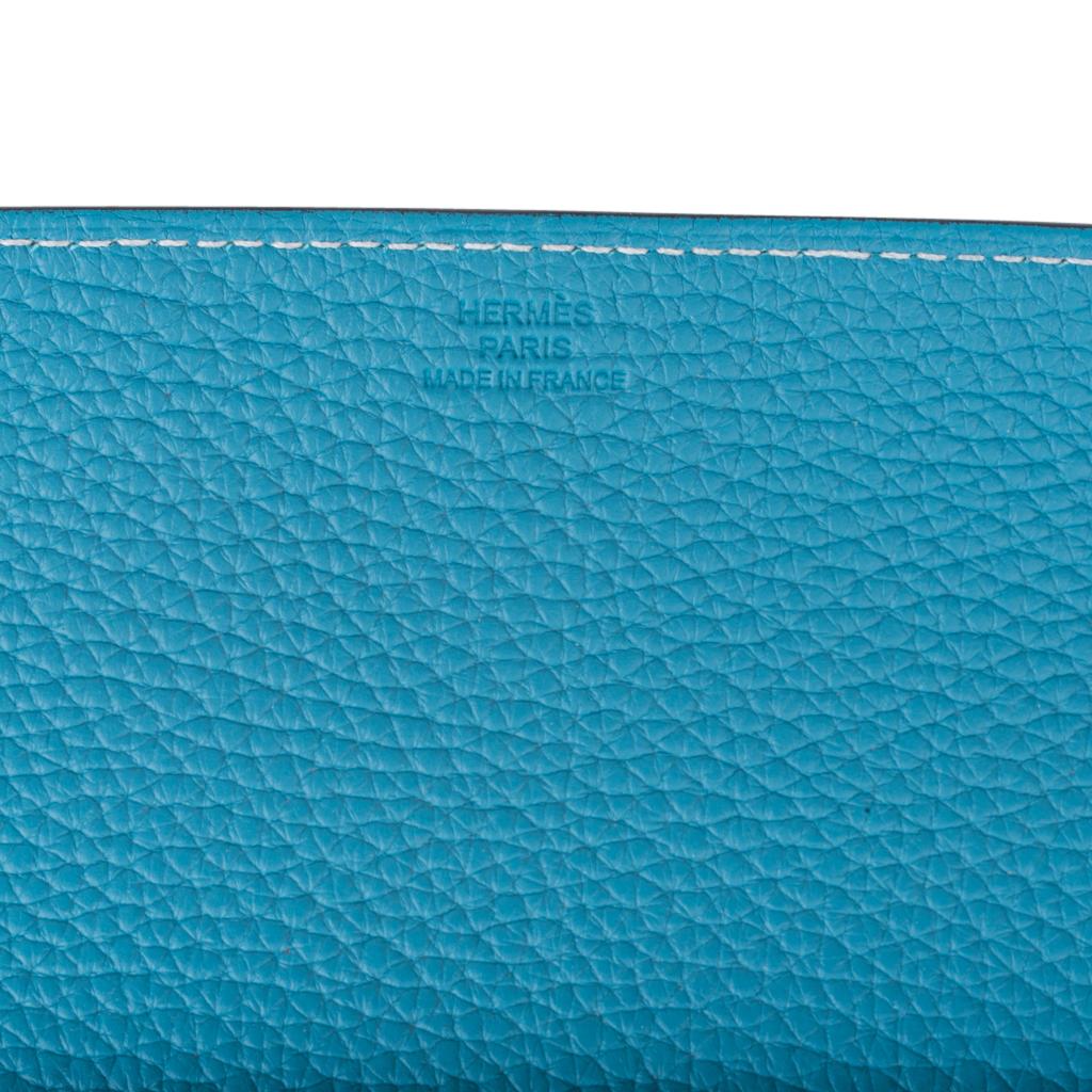 Hermes Change Tray Mises Et Relances Turquoise / Blue Abyss Clemence Leather New 1