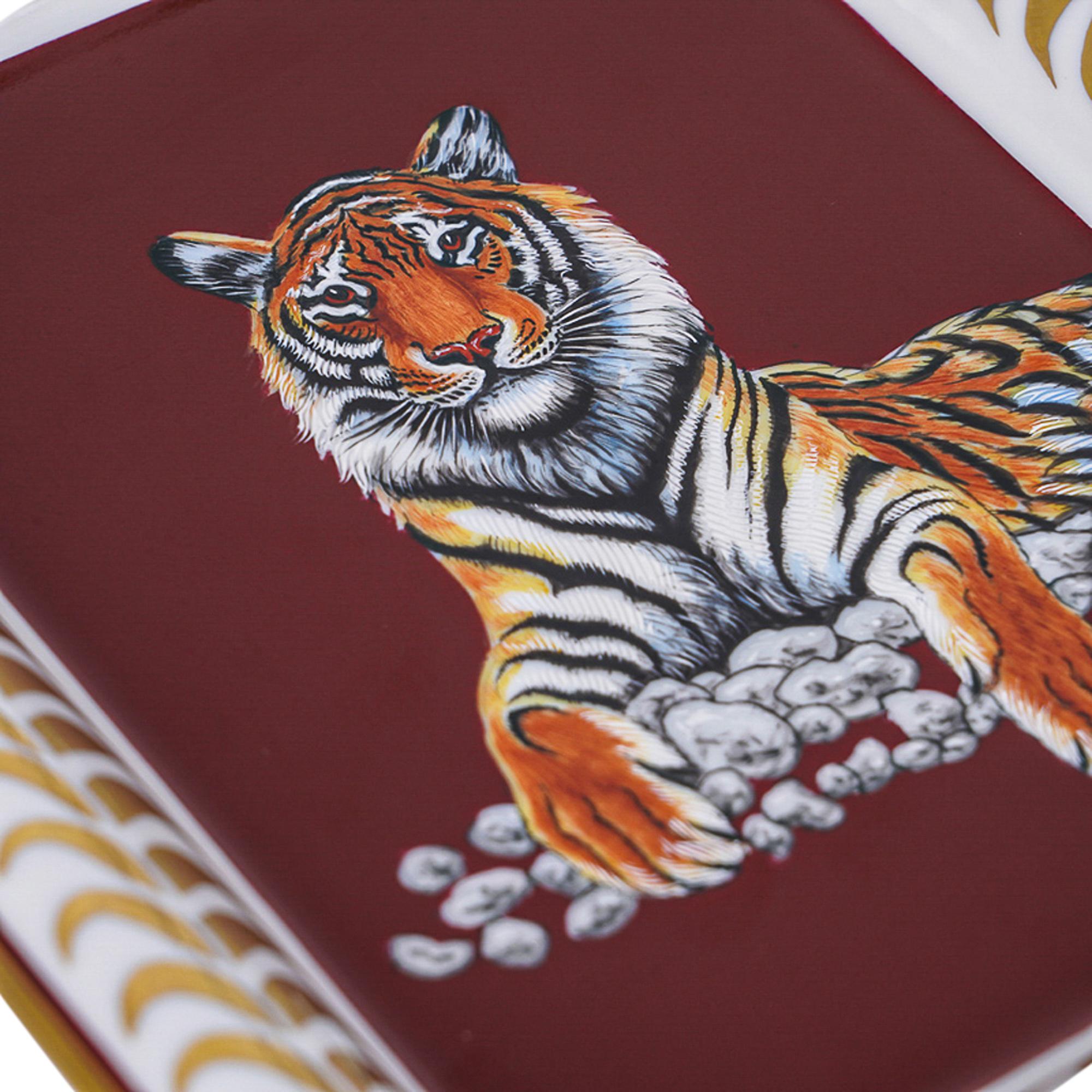Hermes Change Tray Tigre Royal Or/Rouge Hand Painted New w/ Box In New Condition In Miami, FL