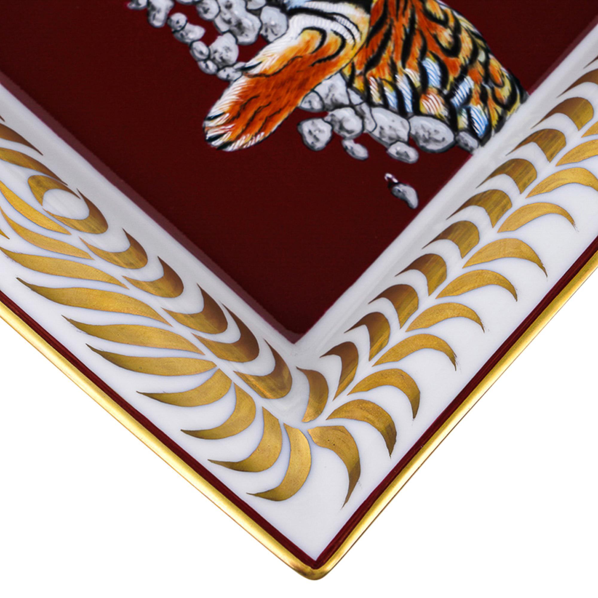 Women's or Men's Hermes Change Tray Tigre Royal Or/Rouge Hand Painted New w/ Box