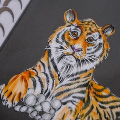 Hermes Change Tray Tigre Royal Platine/Gris Hand Painted New w/ Box