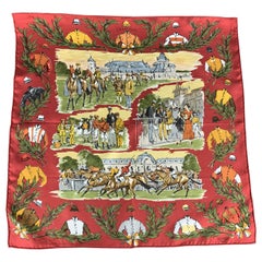 Vintage HERMES Chantilly Brick Silk Pocket Square
