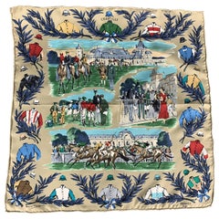 HERMES Chantilly Taupe Silk Pocket Square