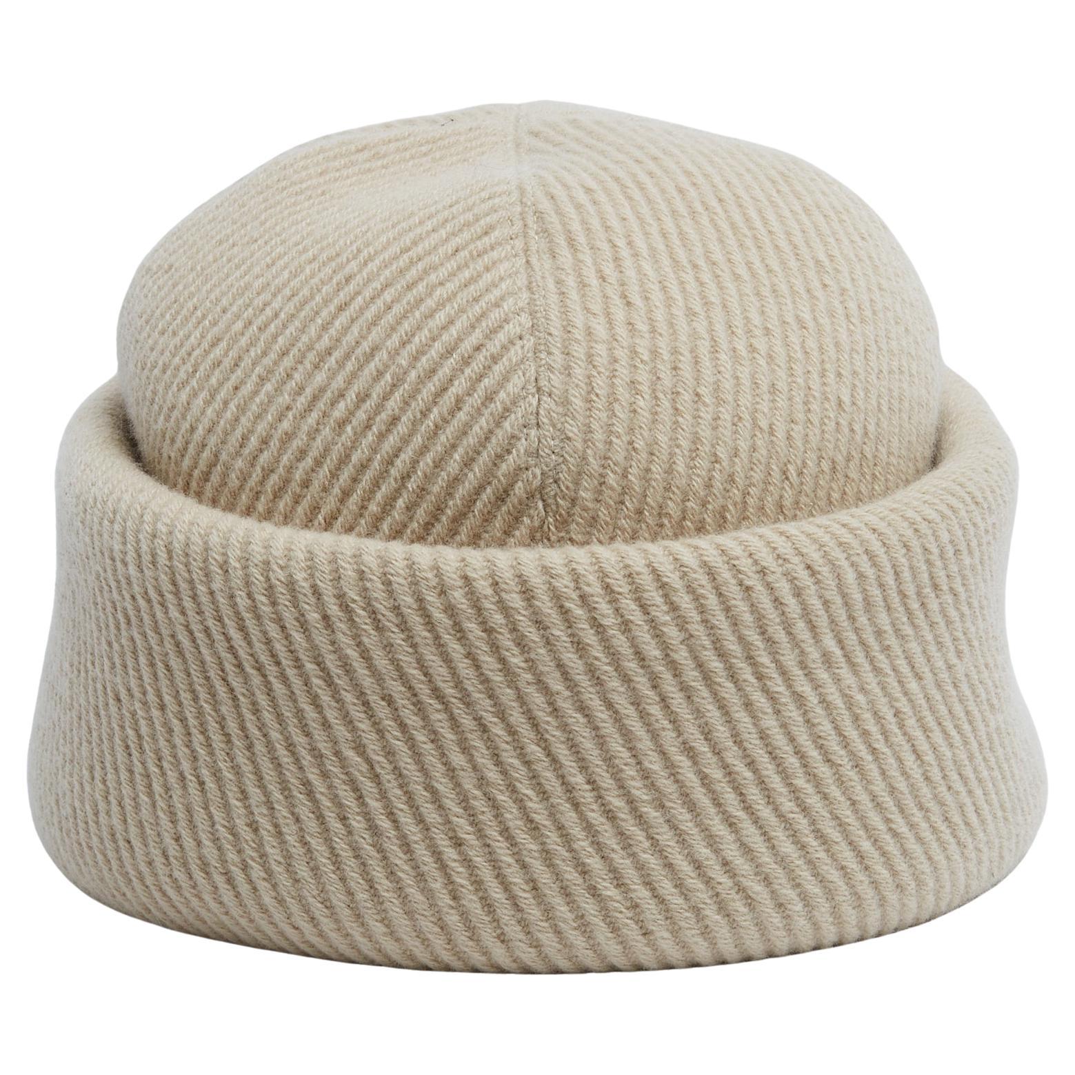 Hermès Chapeau Bonnet T55 Ecru Wool Whipcord Miki Hat US6 7/8 or 21.5 in Hermes