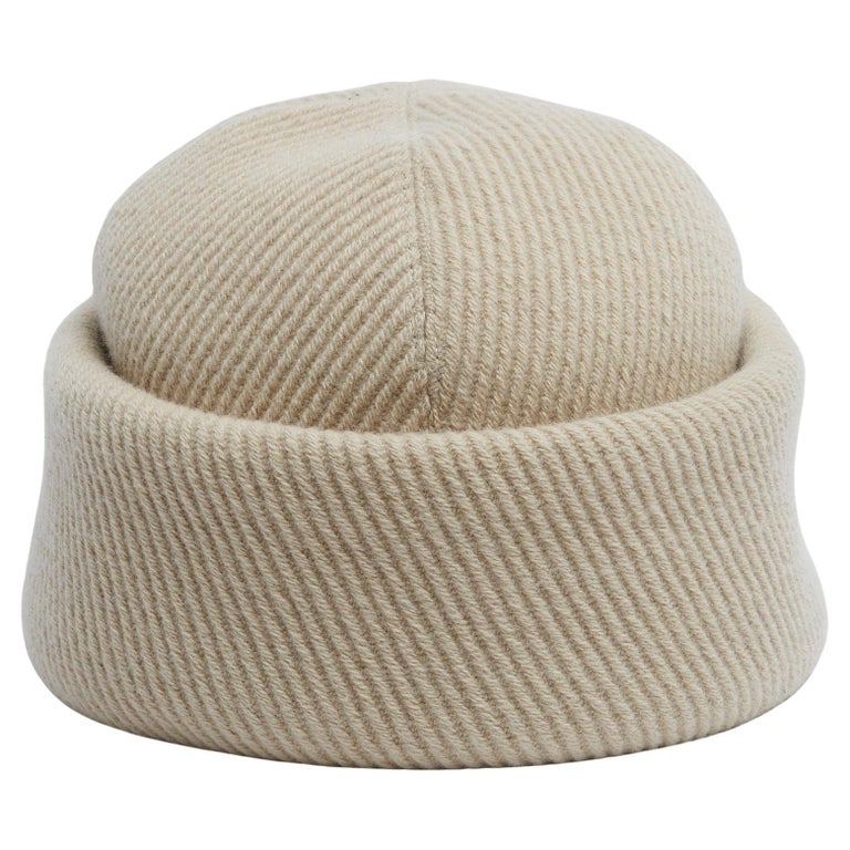 Hermès Chapeau Bonnet T55 Ecru Wool Whipcord Miki Hat US6 7  display picture 1