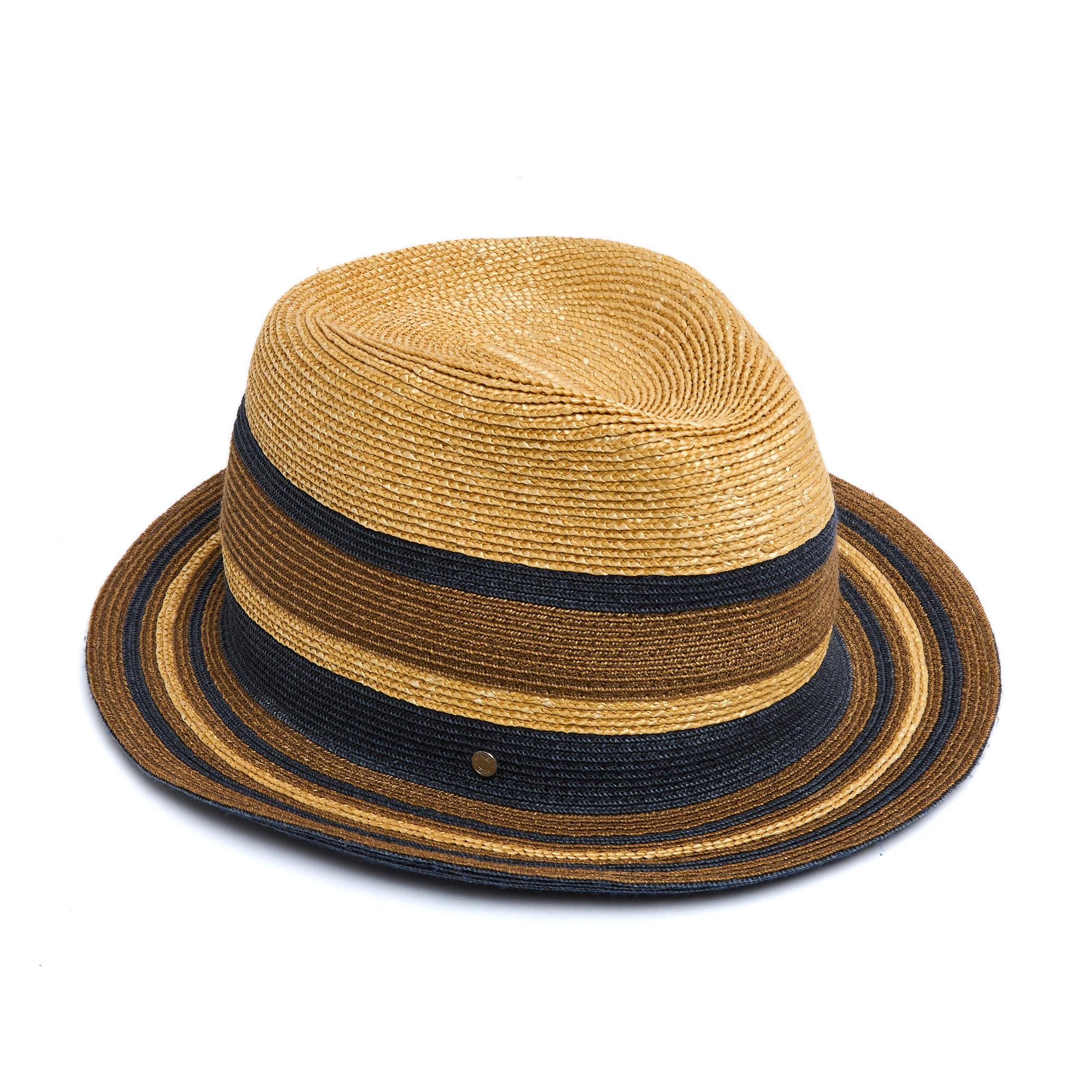 Beige Hermès Chapeau T57 Natural Navy Brown Straw Hat Size M Hermes