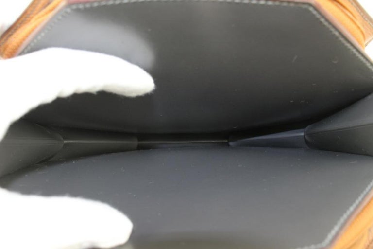 Hermès Charcoal x Brown x Green Tambourine Clutch 2way Crossbody Bag