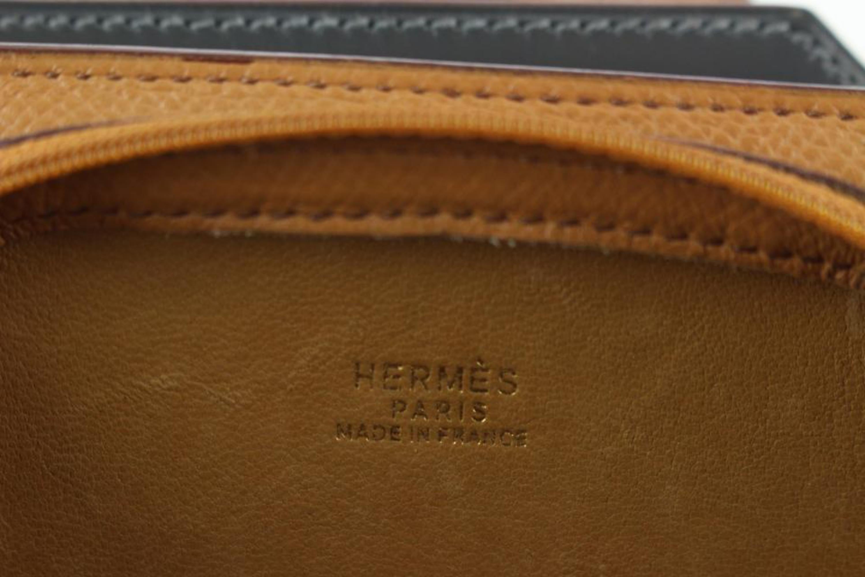 Hermès Charcoal x Brown x Green Tambourine Clutch 2way Crossbody Bag 115h3 3