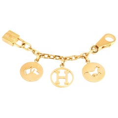 Hermes Charm Gold Breloque Horse Dog H for Birkin and Kelly Bag