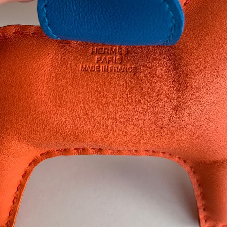 Mini Orange Hermes charm in orange and brown leather