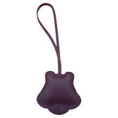 Hermès Charm Tiger H Leather and Silk Purple Raisin