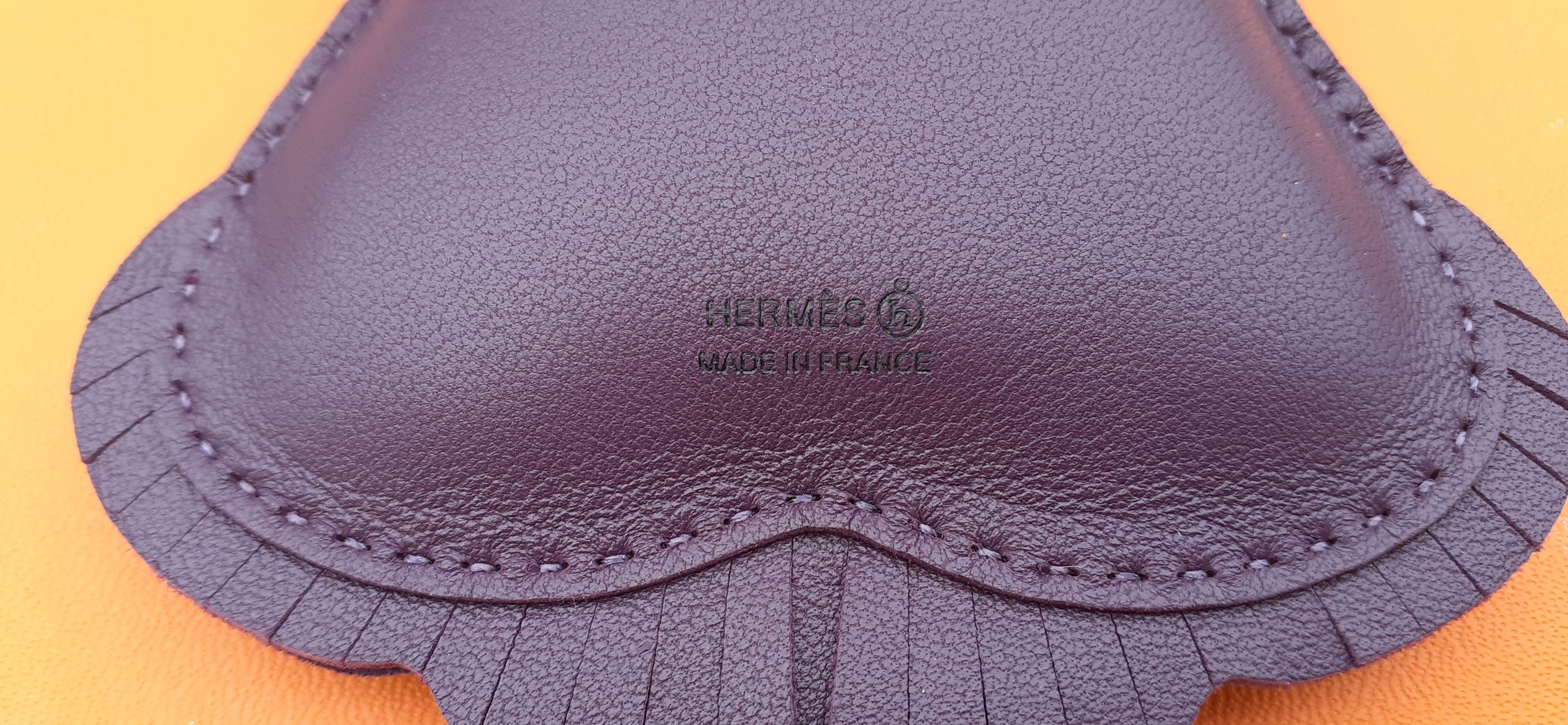 Hermès Charm Tiger H Leather and Silk Purple Raisin For Sale 6