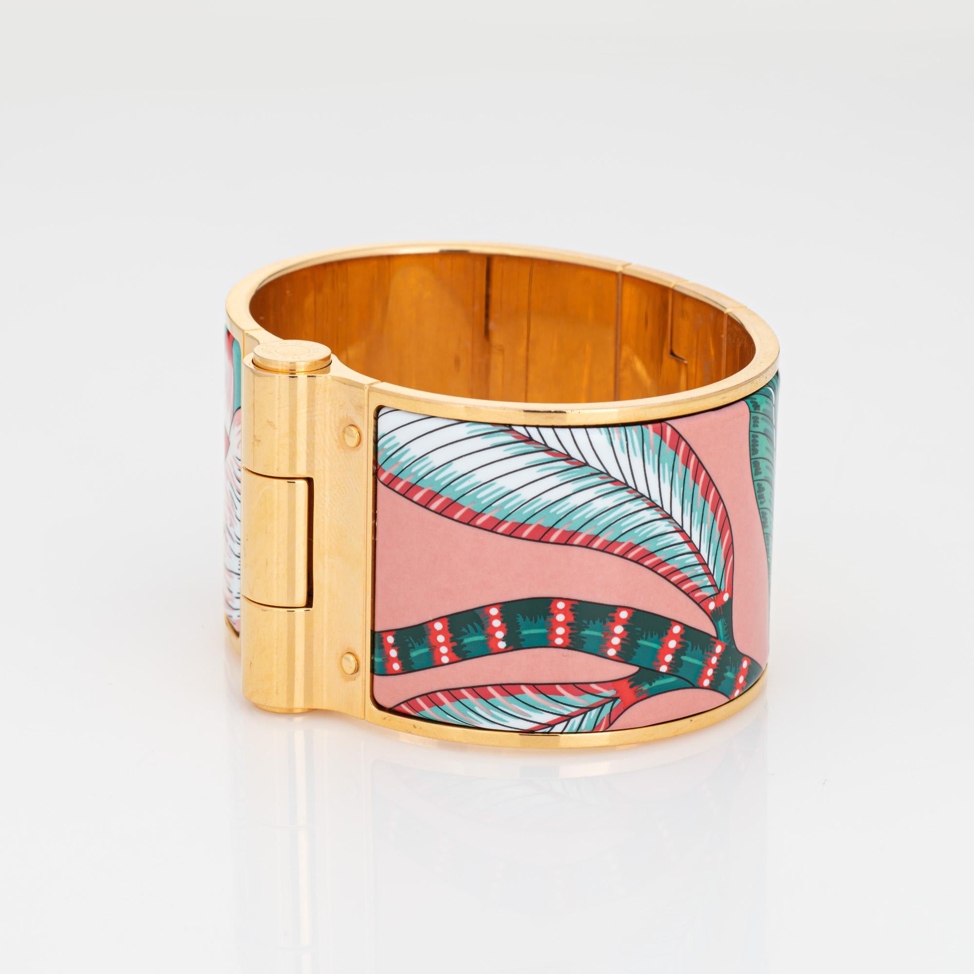 Baroque Hermès Charnière Bracelet Extra Wide Enamel Savana Dance Sz S Yellow Tone Hinged