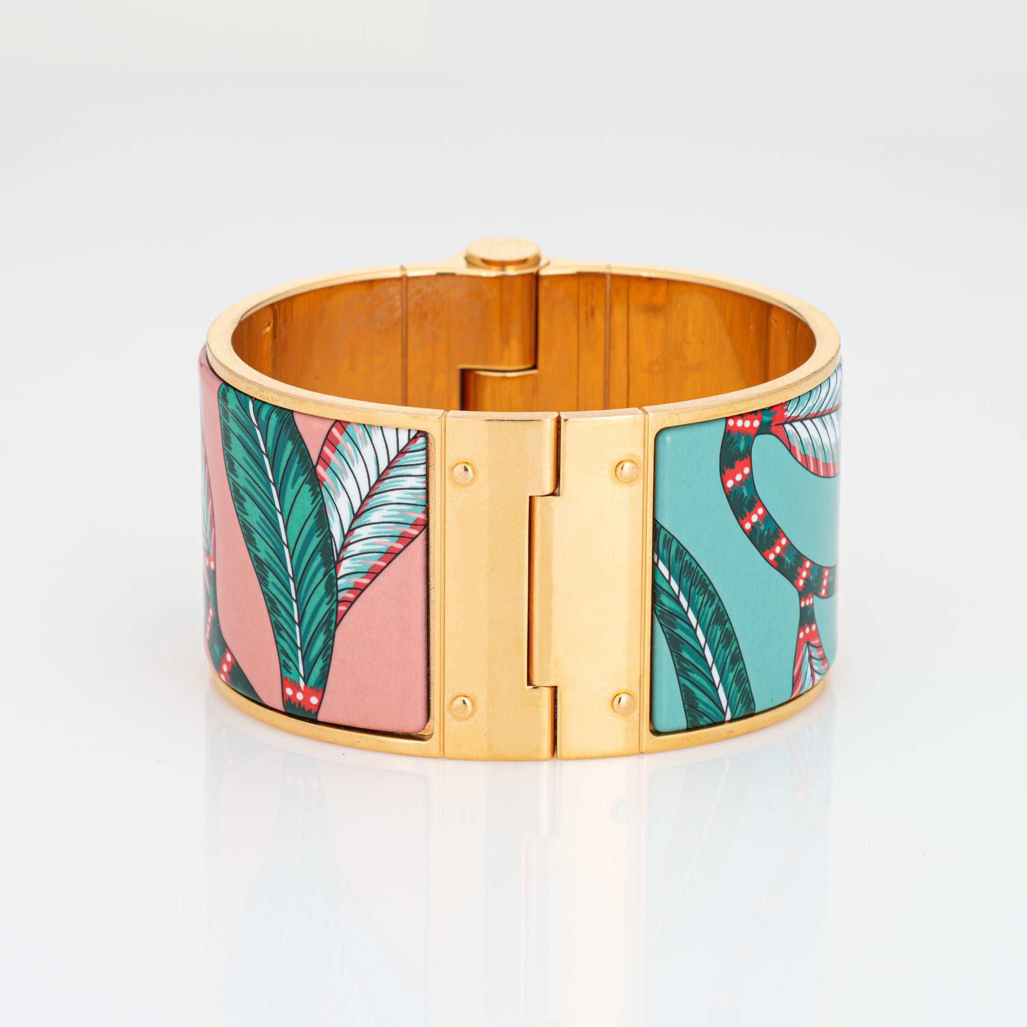 Hermès Charnière Bracelet Extra Wide Enamel Savana Dance Sz S Yellow Tone Hinged In Good Condition In Torrance, CA