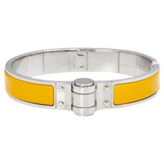Hermes Charniere Uni Palladium Plated Yellow Enamel Hinged Bracelet