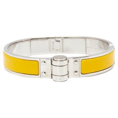Hermès - Charniere Uni - Bracelet à charnière en plaqué or et émail jaune