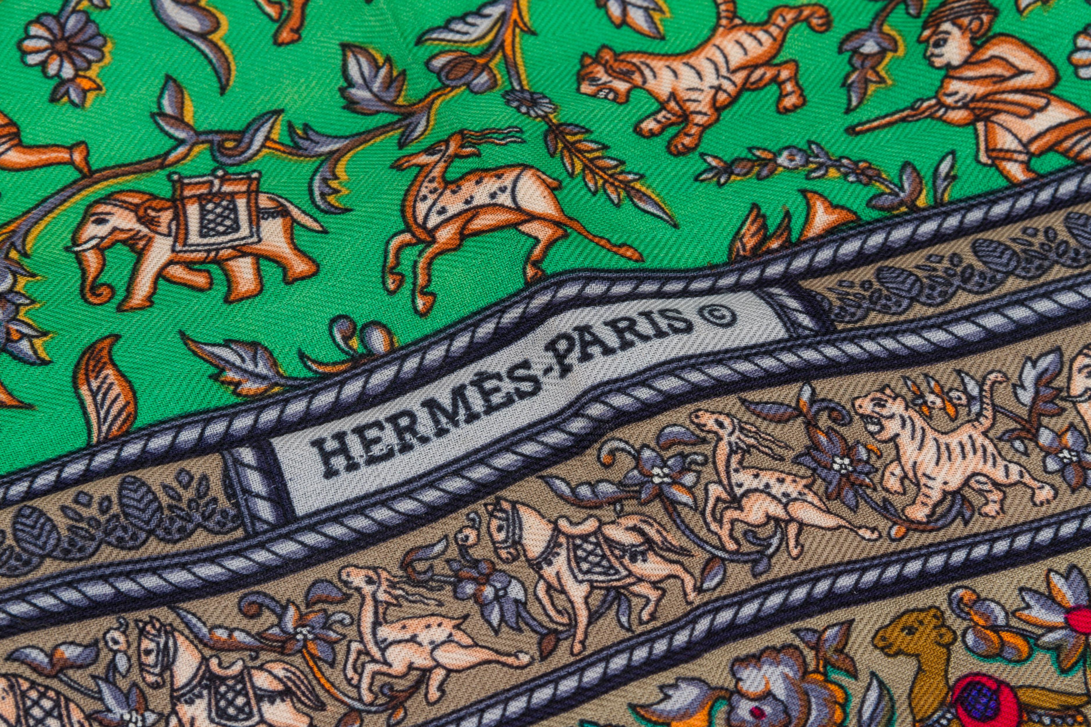 Hermès Chasse En Inde Cashmere Shawl In Good Condition For Sale In West Hollywood, CA