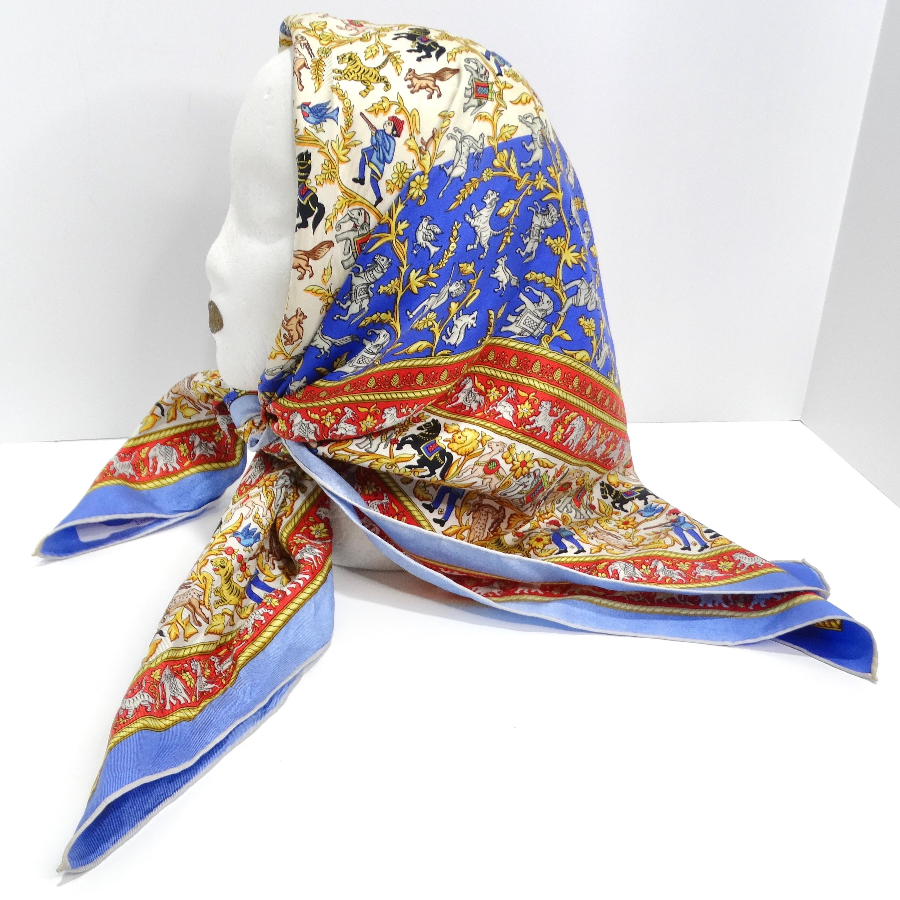 Hermes Chasse En Inde Silk Printed Scarf In Excellent Condition In Scottsdale, AZ