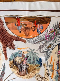 HERMÈS CHASSES EXOTIQUES 1988 Silk Scarf designed by Philippe Ledoux