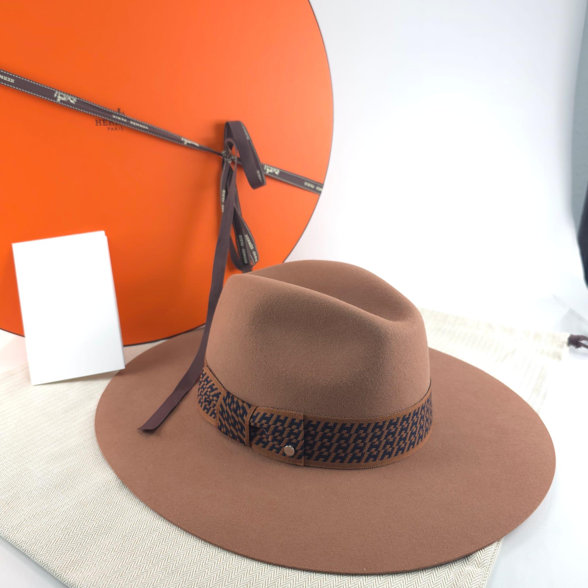 Hermès châtaigne Rabbit felt Faubourg Velvet hat Size 58 1