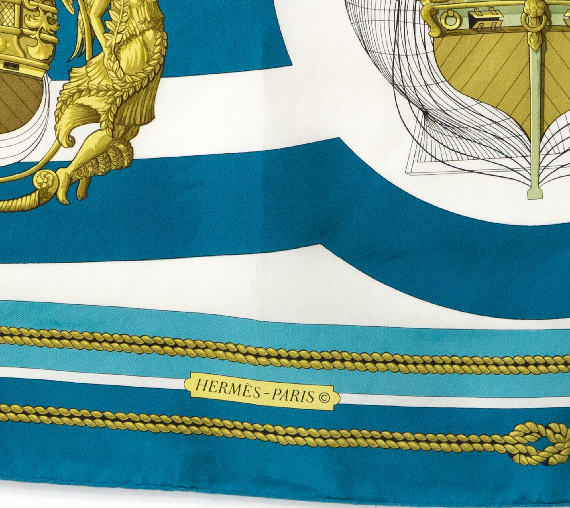 Hermes Chateaux d Arriere by J.Abadie Silk Scarf For Sale 2