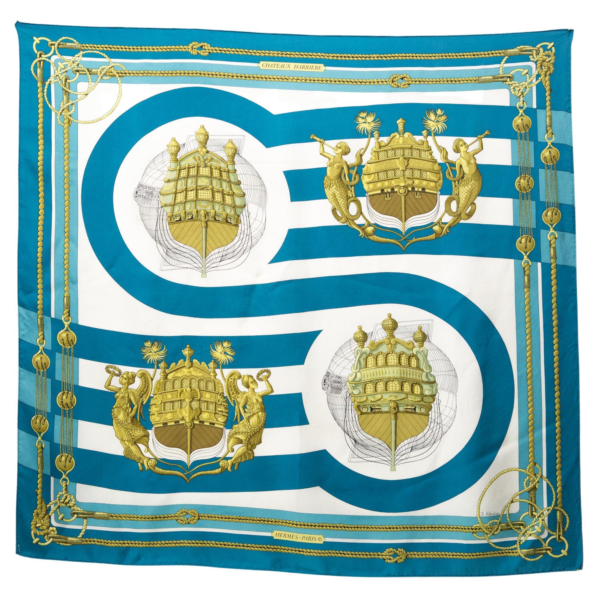 Hermes Chateaux d Arriere by J.Abadie Silk Scarf