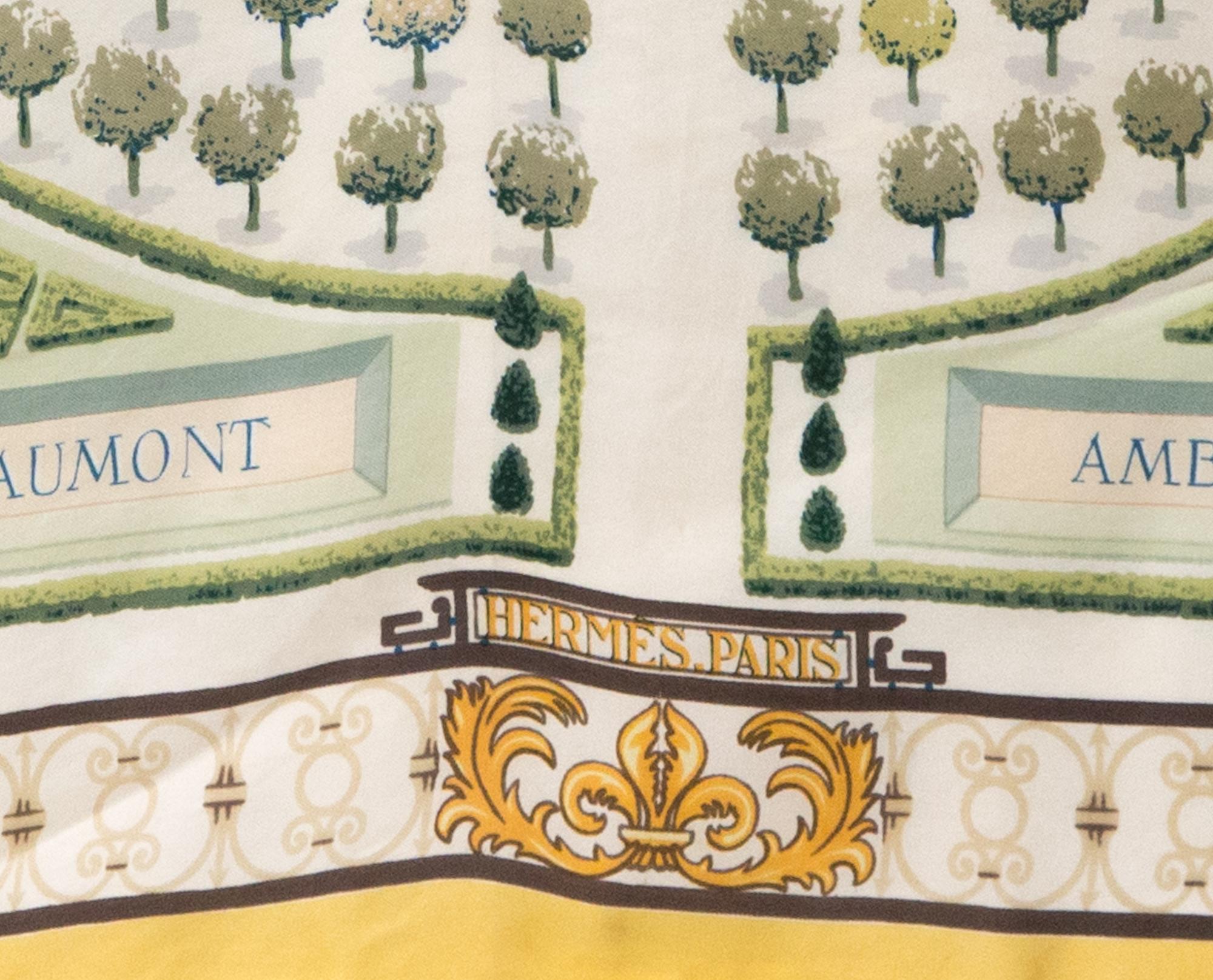 Rare Hermes Chateaux jardins by C Vauzelles Silk Scarf 2