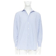 HERMES checked 100% cotton made in france collared long sleeve shirt EU39 M