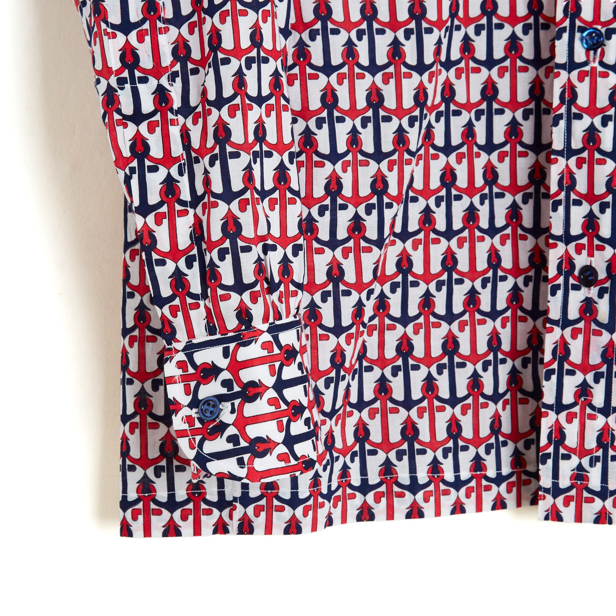Gray Hermès Chemise Chaine Ancre S Tricolor Poplin Shirt US15 UK15 Hermes