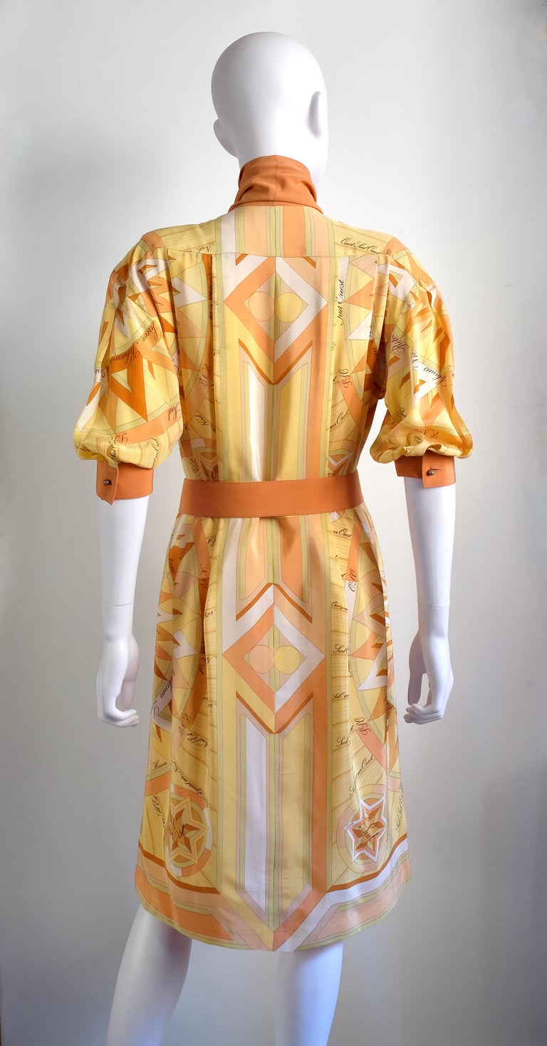 HERMÈS - Vintage Silk Chemisier Dress 'Rose des Vents' by Joachim