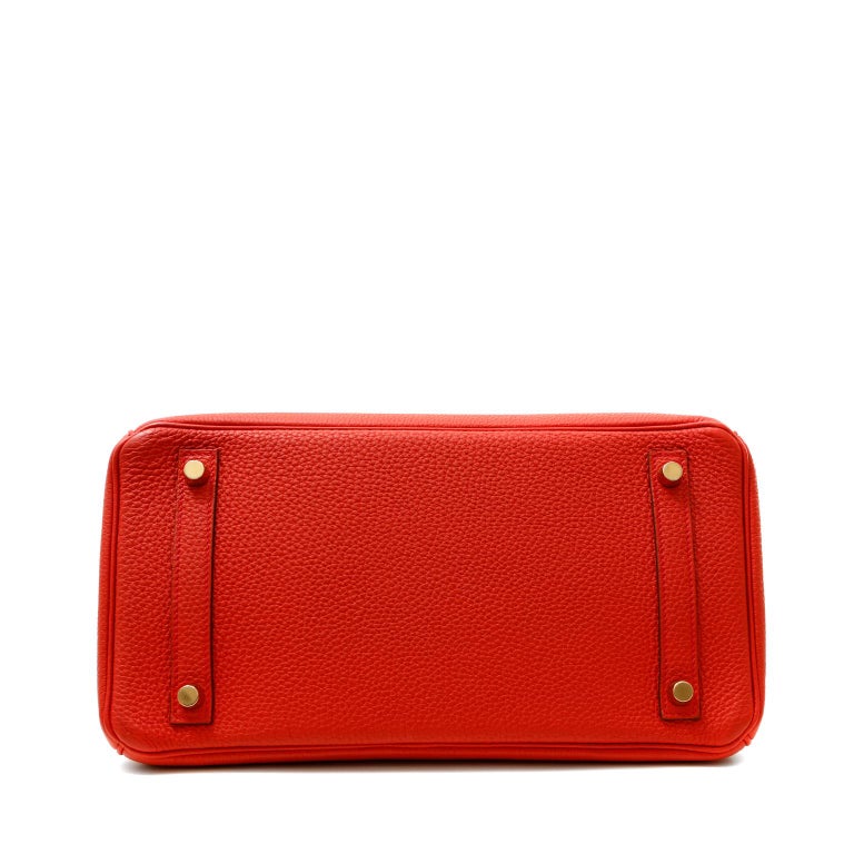 Hermès Cherry Red Togo 30 cm Birkin with Gold Hardware For Sale at
