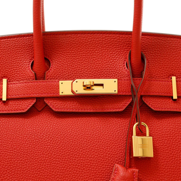 Hermès Cherry Red Togo 30 cm Birkin with Gold Hardware For Sale at