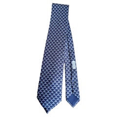 Vintage HERMÈS "CHEVAL AU BAR" TIE Marine & Blue