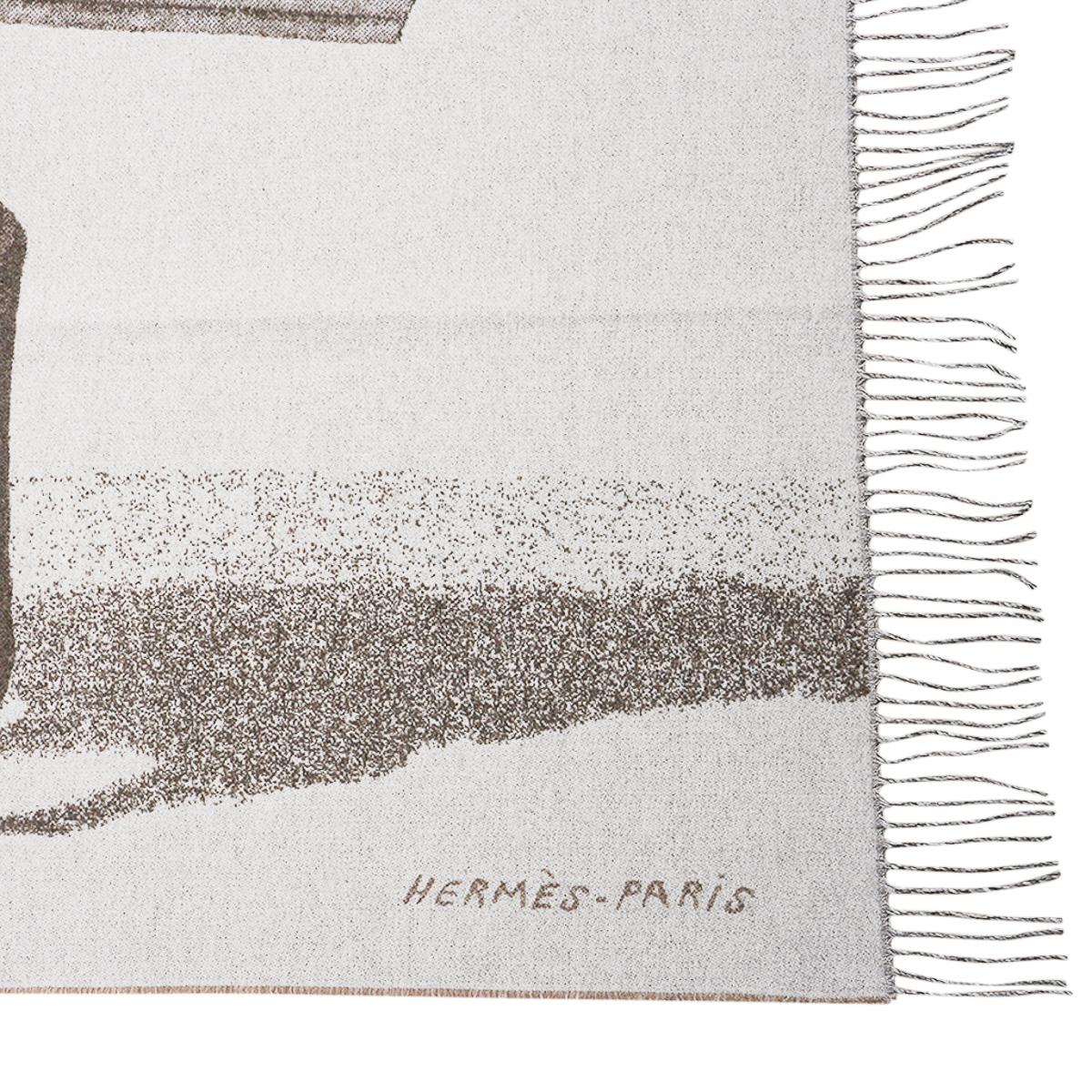 Hermes Cheval d'Attelage Cashmere Blanket Seigel For Sale 9