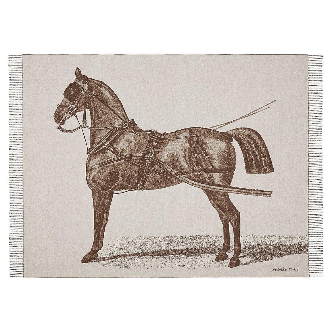 Hermes Cheval d'Attelage Cashmere Blanket Seigel For Sale